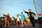 Morning Taichi on Bhaya Cruises Halong Bay, Vietnam
